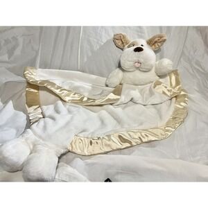 RUSS Comfy Pals Puppy Dog Jumbo Security Nap Blanket Satin Lovey Plush 42"x 28"